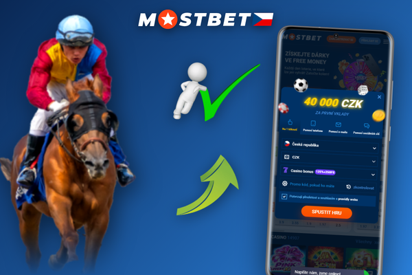Mostbet registrační formulář s poli pro e-mail, heslo a měnu CZK