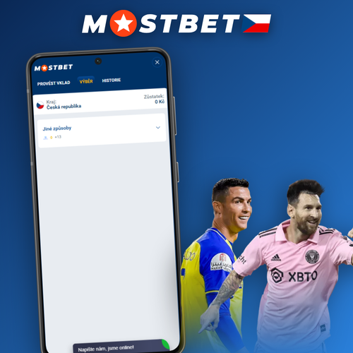 Mostbet výběr přes mobilní formulář s ikonami platebních metod v CZK